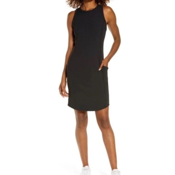 Zella Black Ribbed Racerback Tank Style Dress Size XLarge - Picture 1 of 11